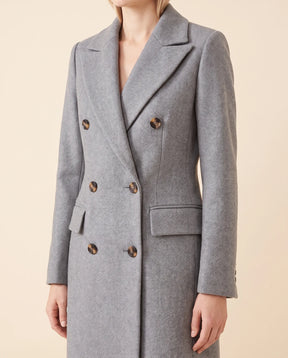 Women's Long Tailored Double-Breasted Coat | Rhea in Beige - Juana Fashion