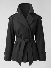 Women's Short Tie-Belt Trench Coat | Ashcombe in Black - Juana Fashion