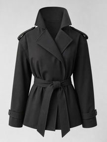 Women's Short Tie-Belt Trench Coat | Ashcombe in Black - Juana Fashion