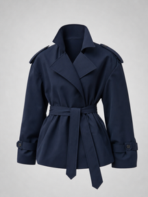 Women's Short Tie-Belt Trench Coat | Ashcombe in Black - Juana Fashion