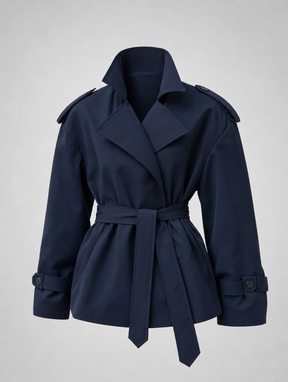 Women's Short Tie-Belt Trench Coat | Ashcombe in Black - Juana Fashion