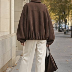 Women's Oversized Faux Suede Shirt Jacket | Ashcroft - Juana Fashion