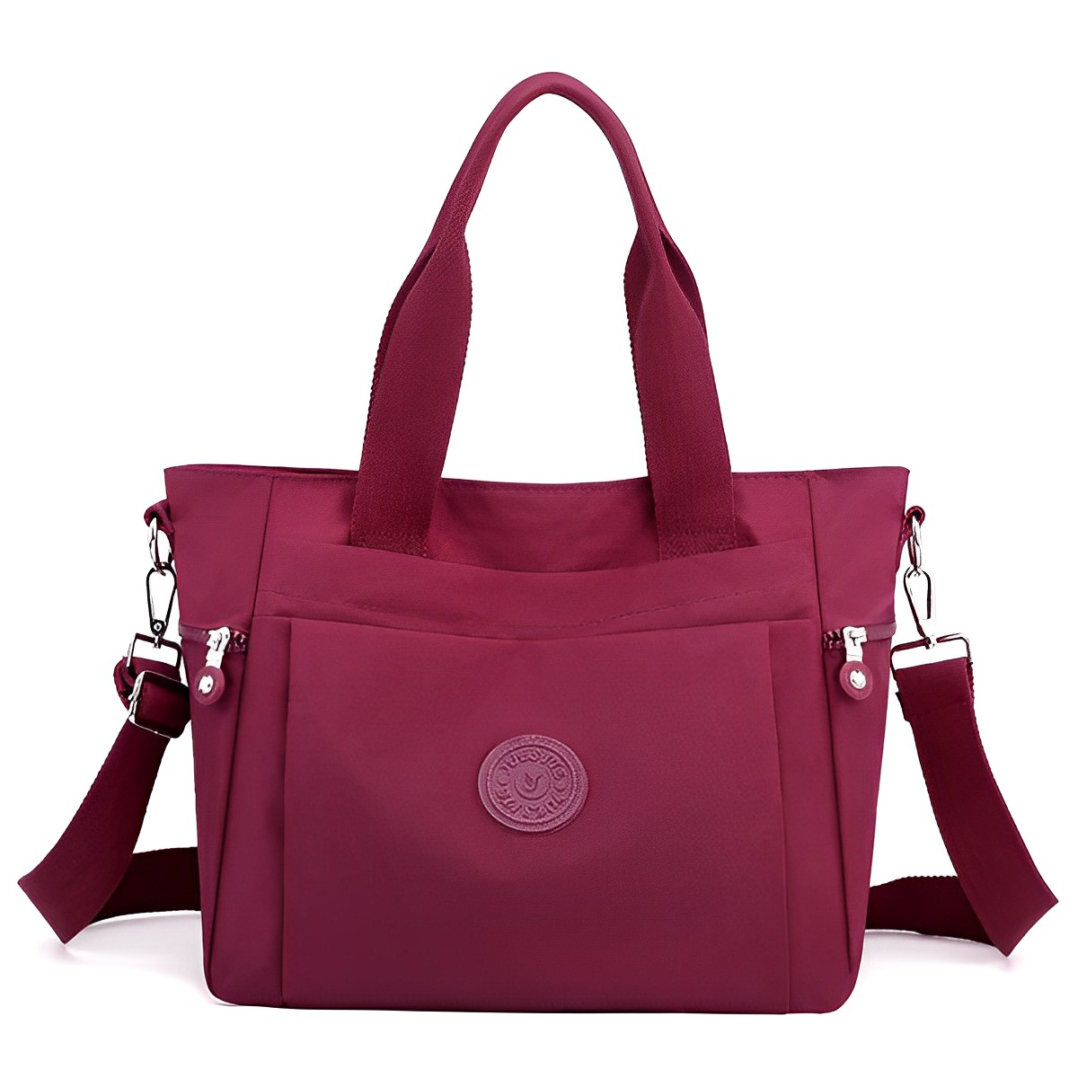 Women's Seven Compartment Shoulder Tote Bag in Wine Red by Juana Fashion