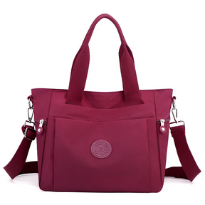 Women's Seven Compartment Shoulder Tote Bag in Wine Red by Juana Fashion