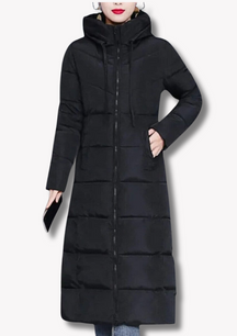 Women's Hooded Longline Coat — View 1