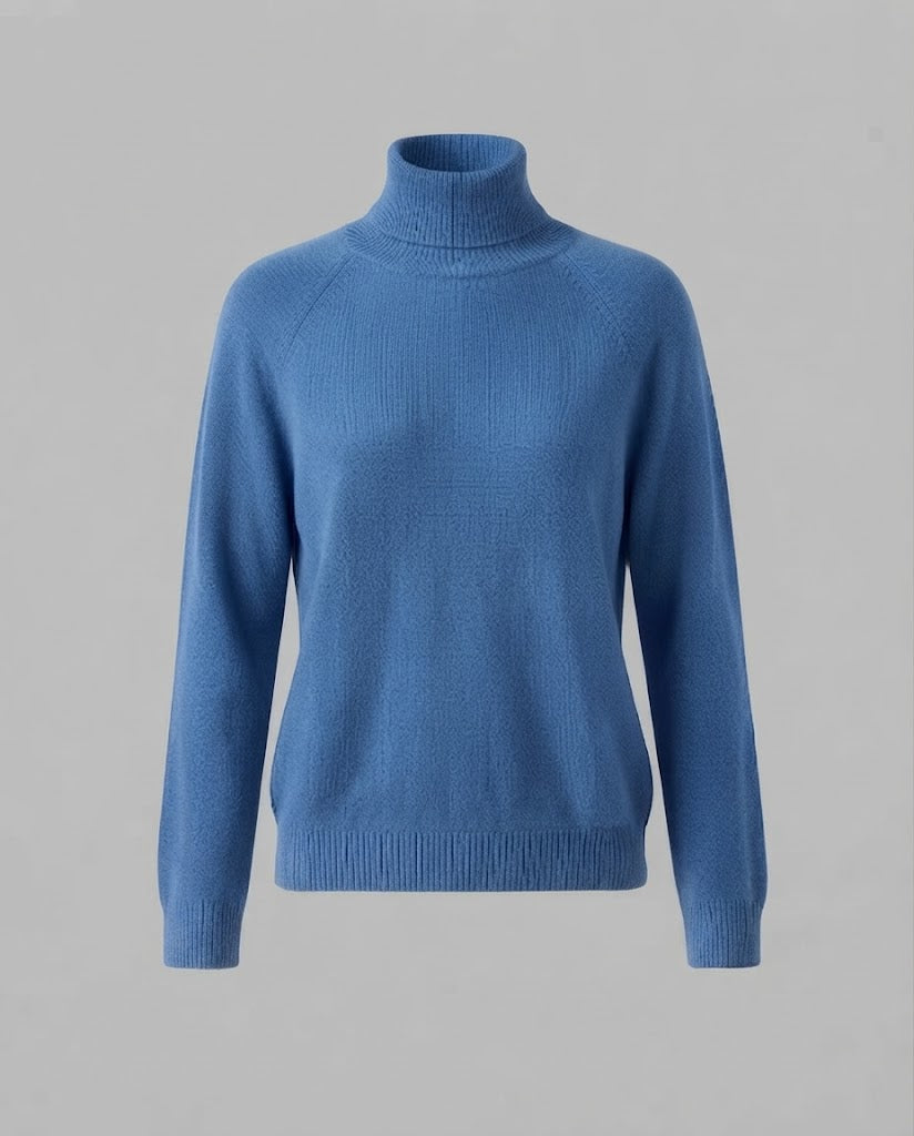 Women's Ribbed Fine Knit Raglan Sleeve Turtleneck Sweater — View 10