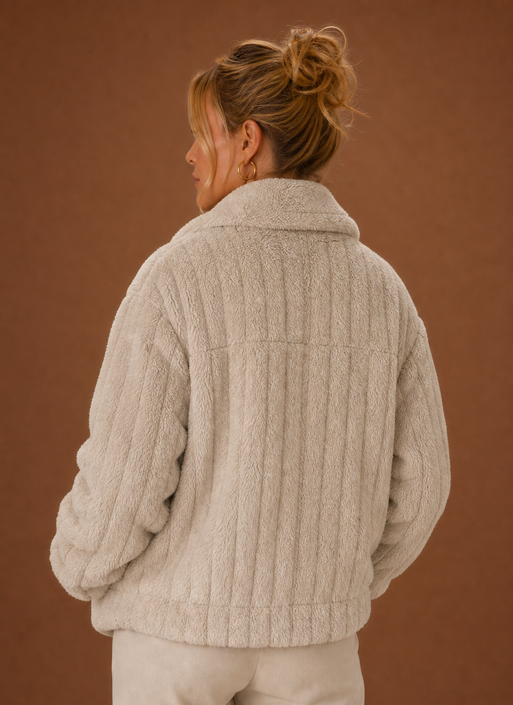 Women's Oversized Teddy Winter Coat | Ginevra in Khaki - Juana Fashion