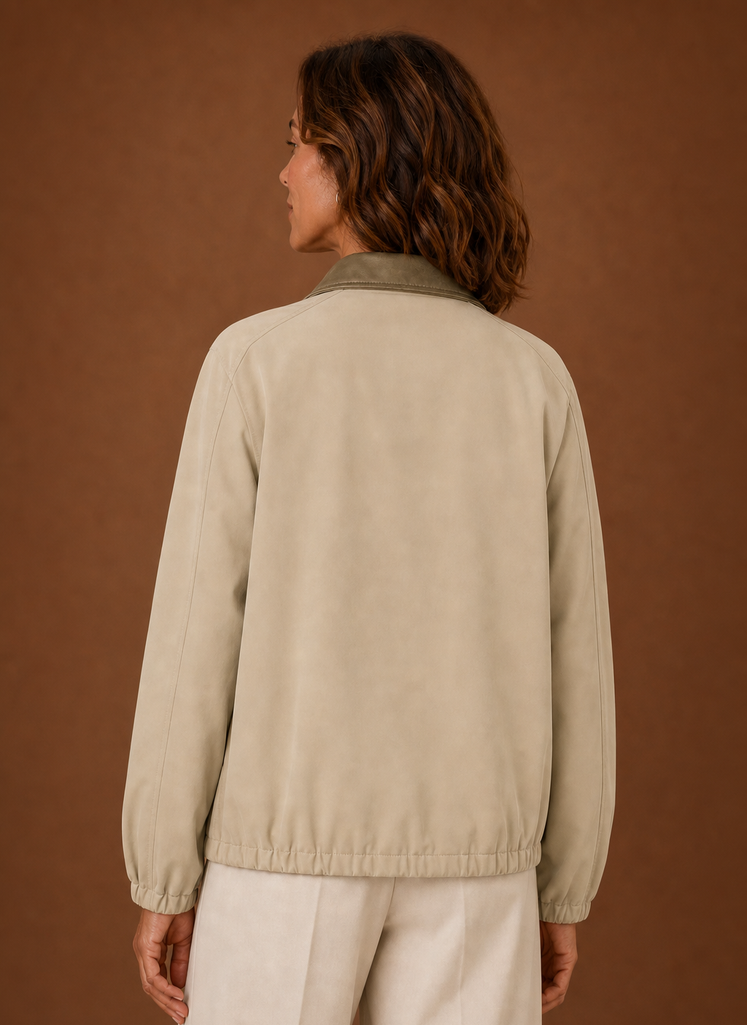 Women's Relaxed Workwear-Style Zip-Up Jacket | Celina in Beige - Juana Fashion