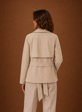 Women's Short Belted Trench Coat | Giulia in Beige - Juana Fashion