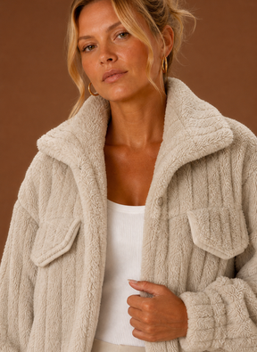 Women's Oversized Teddy Winter Coat | Ginevra in Black - Juana Fashion