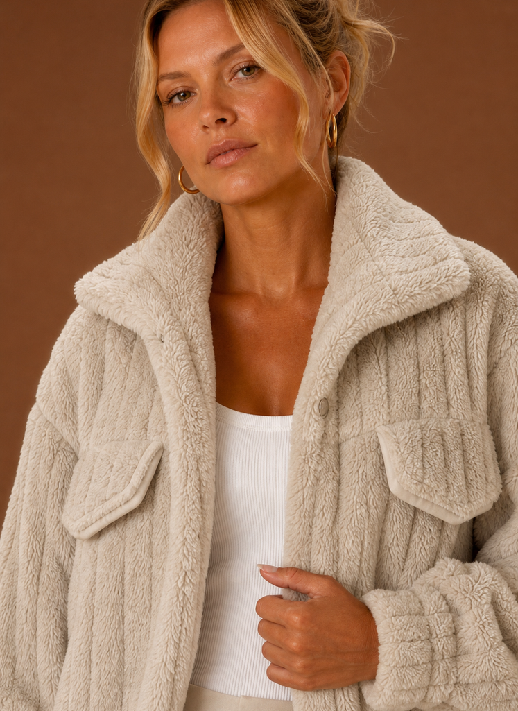 Women's Oversized Teddy Winter Coat | Ginevra in Black - Juana Fashion