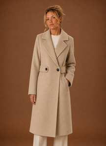 Women's Classic Mid-Length Trench Coat | Renata in Beige - Juana Fashion