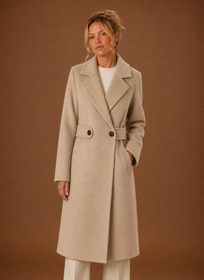 Women's Classic Mid-Length Trench Coat | Renata in Beige - Juana Fashion