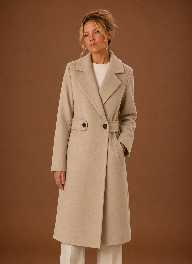 Women's Classic Mid-Length Trench Coat | Renata in Beige - Juana Fashion