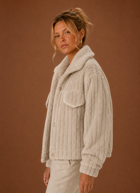 Women's Oversized Teddy Winter Coat | Ginevra in Khaki - Juana Fashion