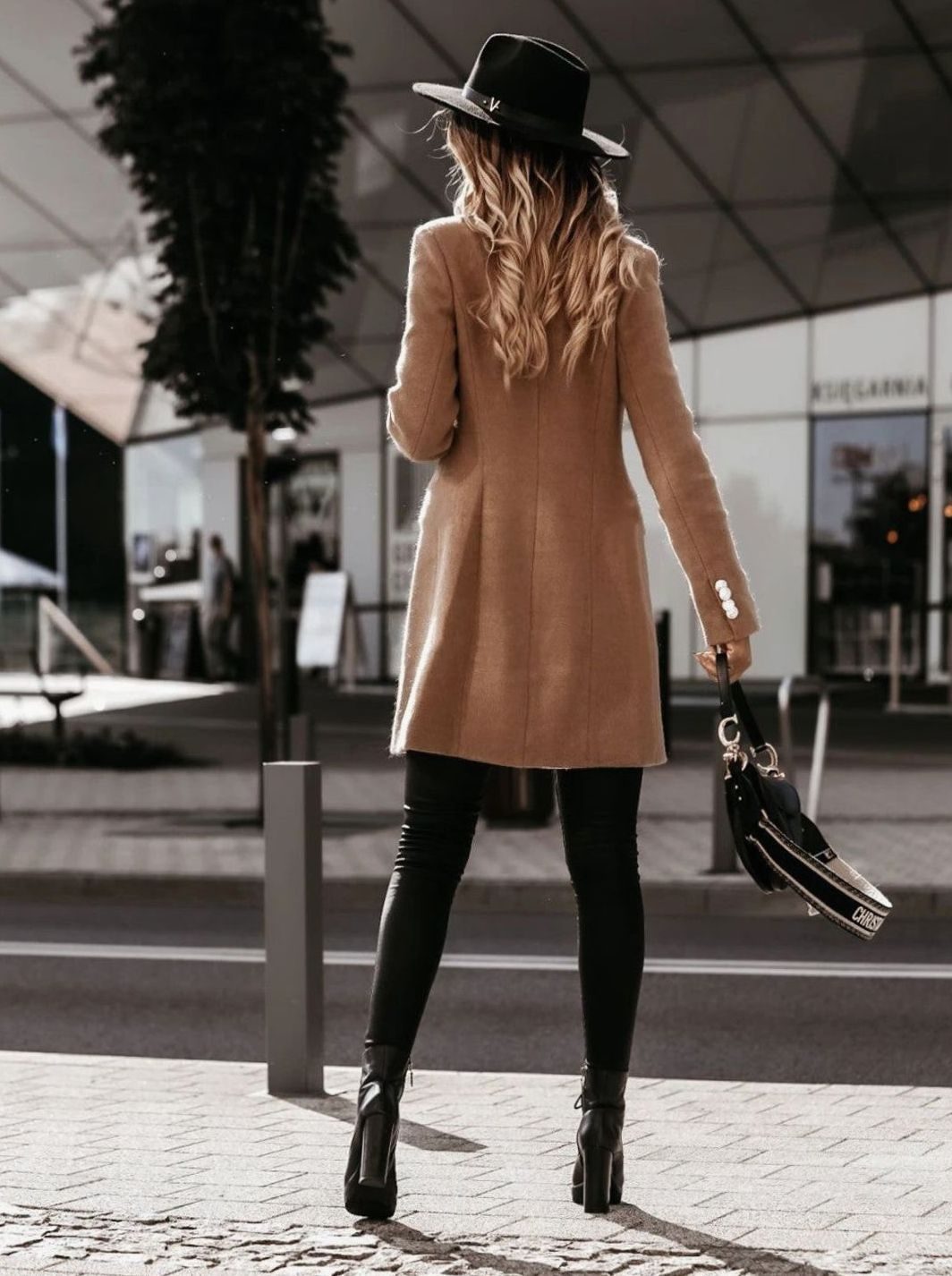 Women's Long Fitted Double-Breasted Coat | Amelie in Gray - Juana Fashion