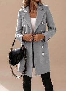 Women's Long Fitted Double-Breasted Coat | Amelie in Black - Juana Fashion