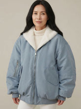 Women's Reversible Lined Bomber Jacket | Greta in Blue - Juana Fashion