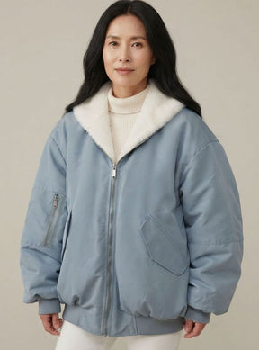 Women's Reversible Lined Bomber Jacket | Greta in Blue - Juana Fashion