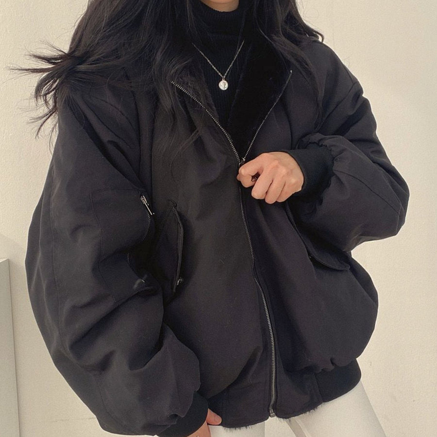 Women's Reversible Lined Bomber Jacket | Greta in Blue - Juana Fashion