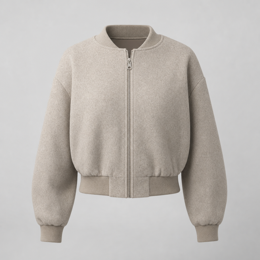 Women's Fleece Bomber Jacket | Bexley in Gray - Juana Fashion