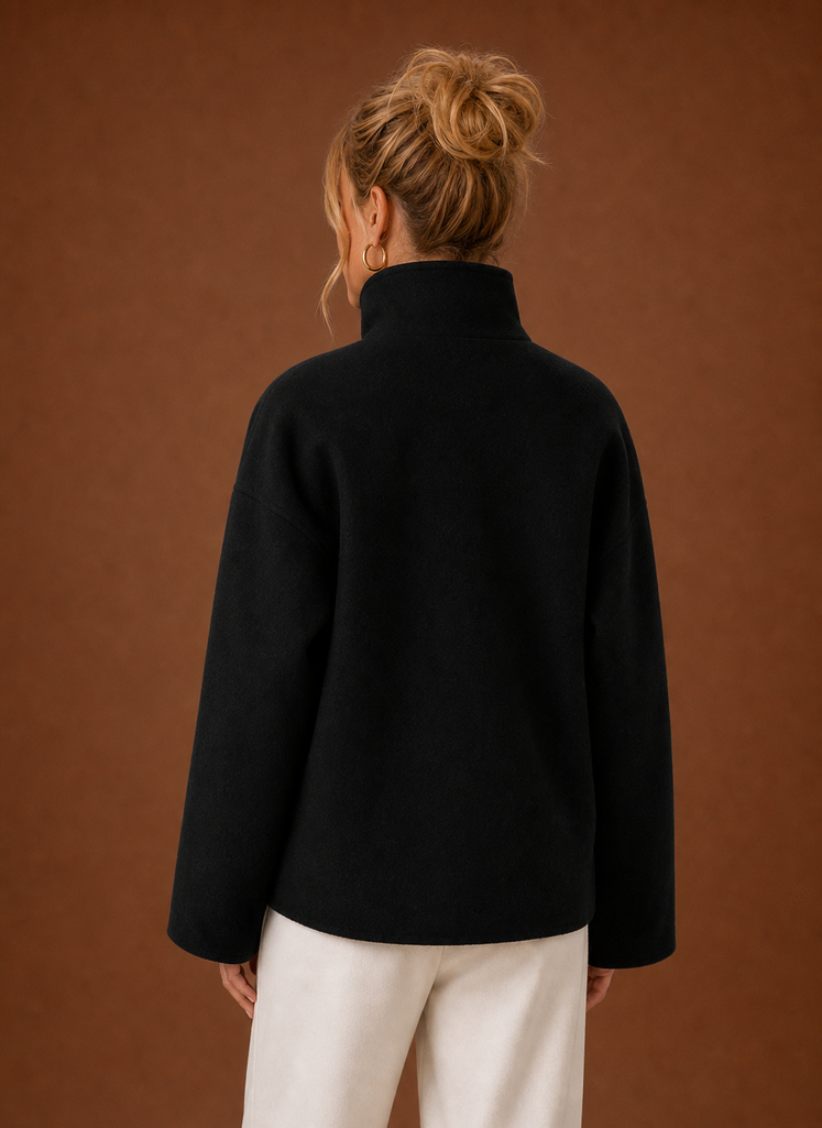 Women's High-Collar Jacket | Alessia in Black - Juana Fashion