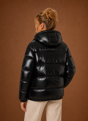 Women's Oversized Quilted Winter Jacket | Silvia in Black - Juana Fashion