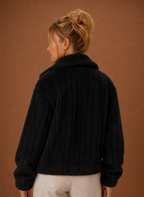 Women's Oversized Teddy Winter Coat | Ginevra in Black - Juana Fashion