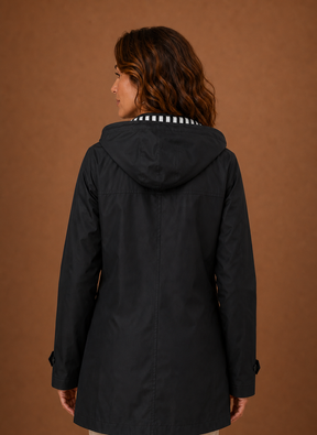 Women's Hooded Trench Coat for Fall and Winter | Francesca in Black - Juana Fashion