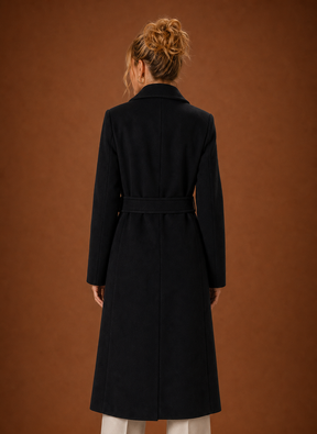 Women's Classic Mid-Length Trench Coat | Renata in Black - Juana Fashion
