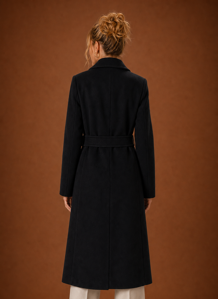 Women's Classic Mid-Length Trench Coat | Renata in Black - Juana Fashion
