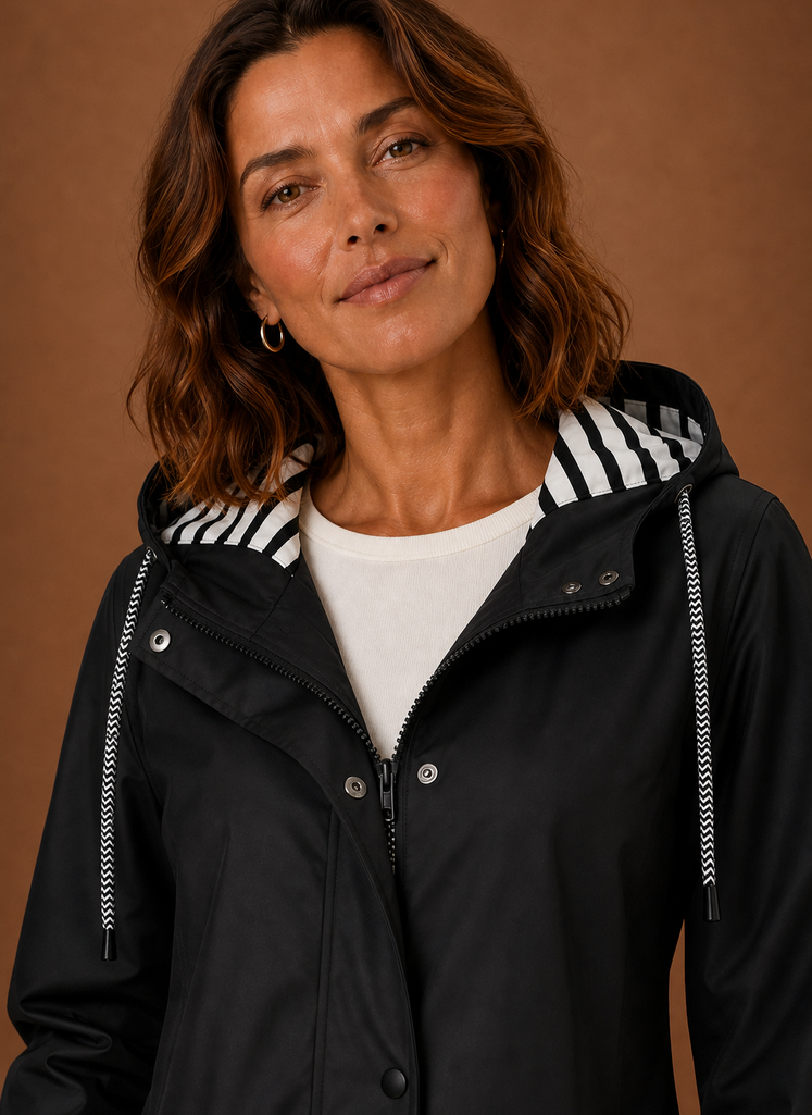 Women's Hooded Trench Coat for Fall and Winter | Francesca in Navy - Juana Fashion