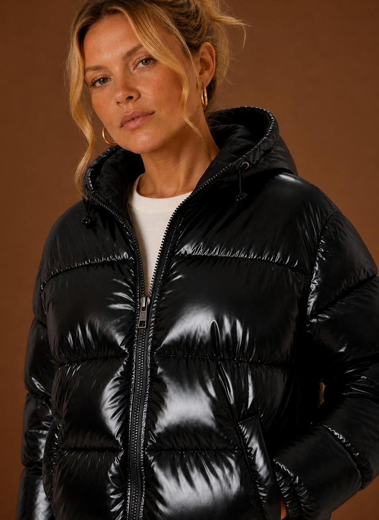 Women's Oversized Quilted Winter Jacket | Silvia in Black - Juana Fashion