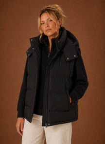Women's Oversized Hooded Quilted Vest | Paola in Off-White - Juana Fashion