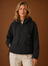 Women's Lightweight Hooded Windbreaker | Carlotta in Black - Juana Fashion