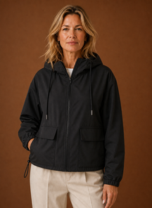 Women's Lightweight Hooded Windbreaker | Carlotta in Black - Juana Fashion