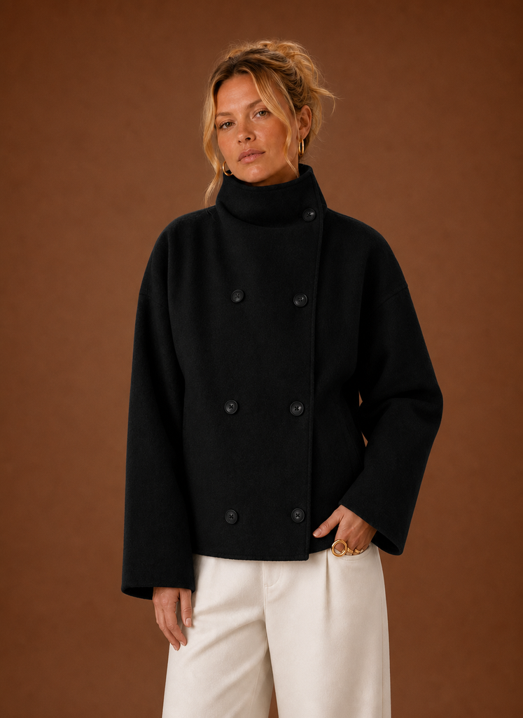 Women's High-Collar Jacket | Alessia in Gray - Juana Fashion
