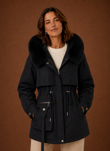 Women's Parka with Faux Fur-Trimmed Hood | Aurora in Brown - Juana Fashion
