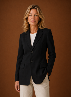 Women's Long Tailored Office Blazer | Daniela in Off-White - Juana Fashion