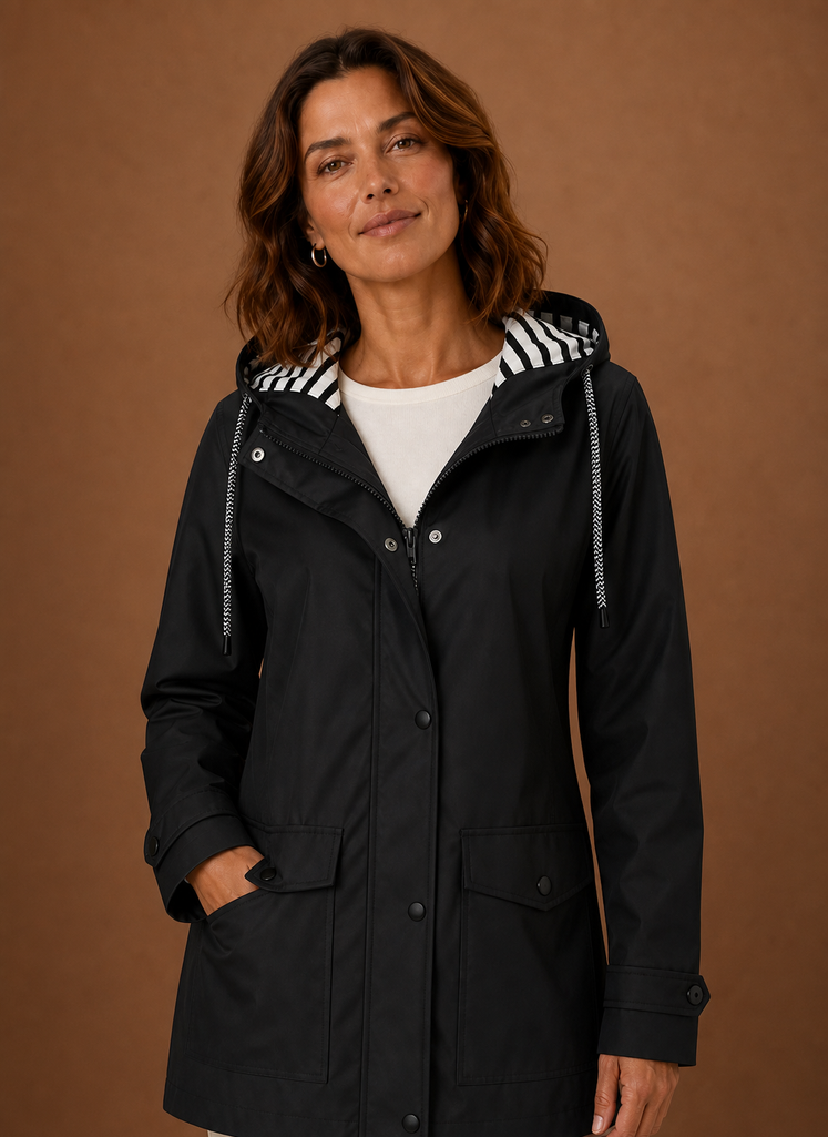 Women's Hooded Trench Coat for Fall and Winter | Francesca in Black - Juana Fashion