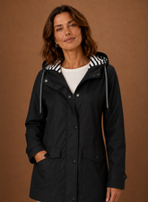 Women's Hooded Trench Coat for Fall and Winter | Francesca in Black - Juana Fashion