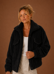 Women's Oversized Teddy Winter Coat | Ginevra in Khaki - Juana Fashion