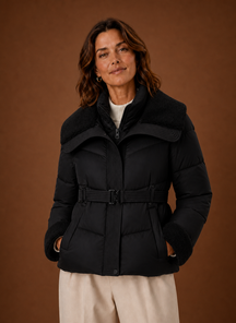 Women's Belted Quilted Winter Jacket | Serena in Chocolate Brown - Juana Fashion