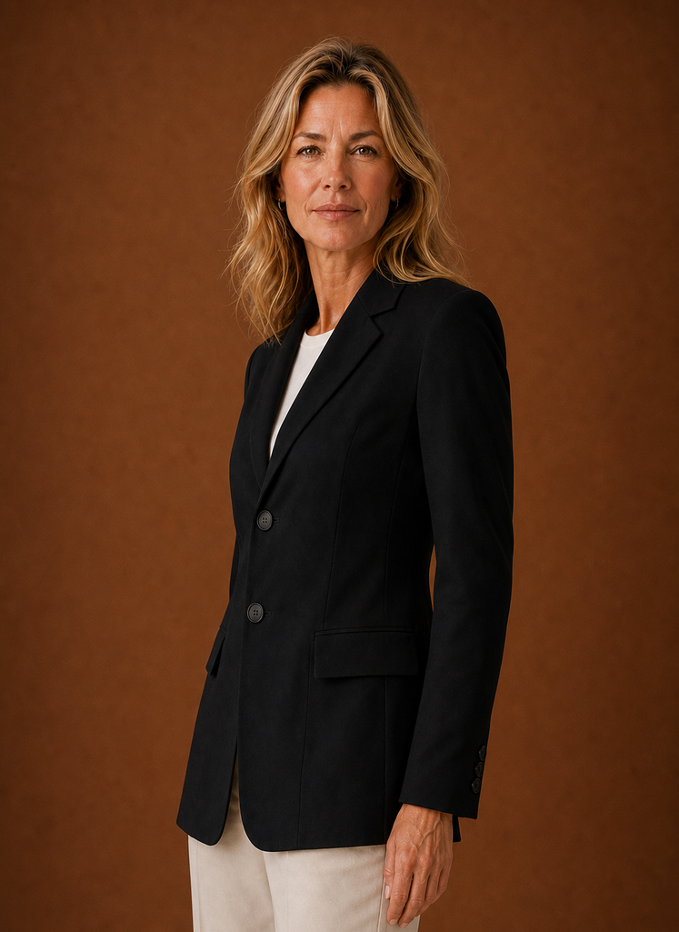 Women's Long Tailored Office Blazer | Daniela in Black - Juana Fashion