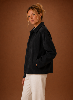 Women's Oversized Suede-Look Jacket | Flora in Brown - Juana Fashion