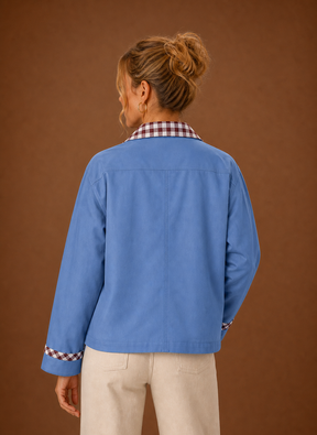 Women's Plaid Collared Jacket | Bianca in White - Juana Fashion