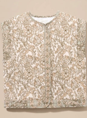 Women's Floral Quilted Vest with Pockets | Hannah in Khaki - Juana Fashion