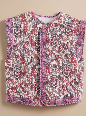 Women's Floral Quilted Vest with Pockets | Hannah in Pink - Juana Fashion