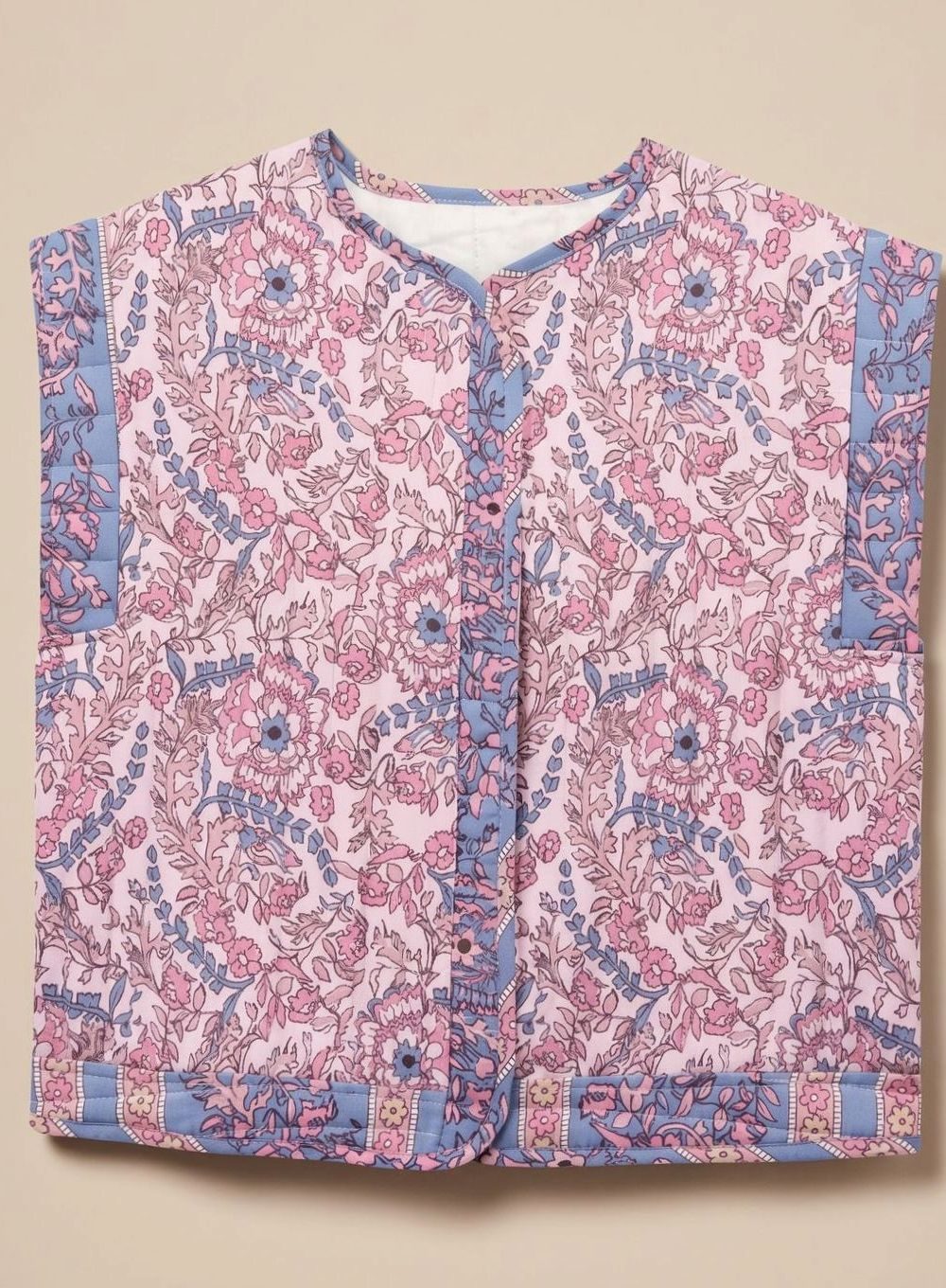 Women's Floral Quilted Vest with Pockets | Hannah in Purple - Juana Fashion