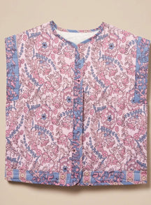 Women's Floral Quilted Vest with Pockets | Hannah in Purple - Juana Fashion
